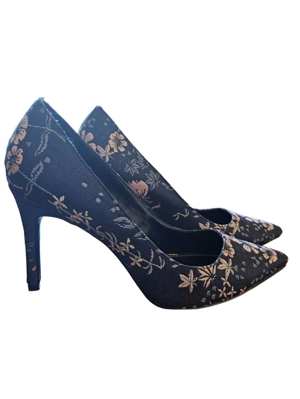 Charles David Denise Blue Floral Brocade Stiletto Heels Women Size 8.5 - Picture 4 of 13